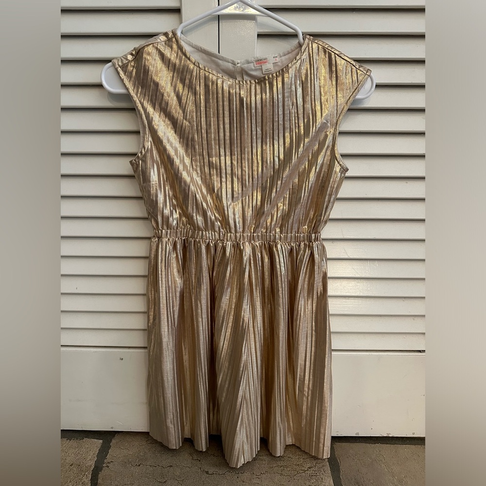 Crewcuts Gold Lamé pleated dress